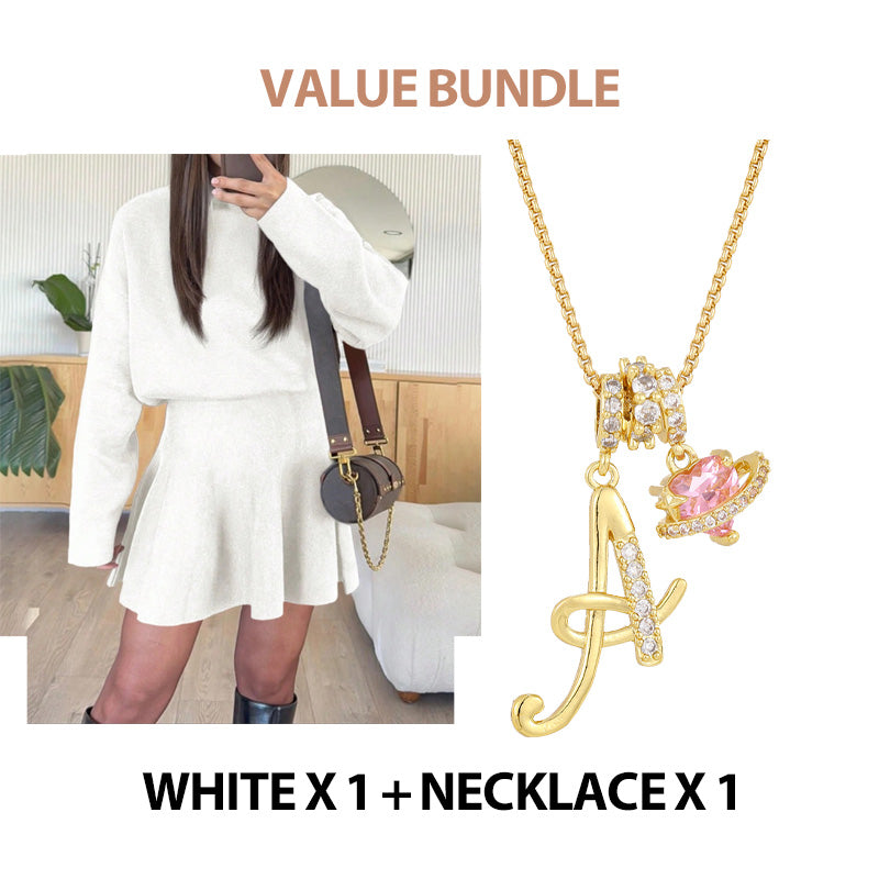 💖Women's Mock Neck Knit A-Line Mini Dress