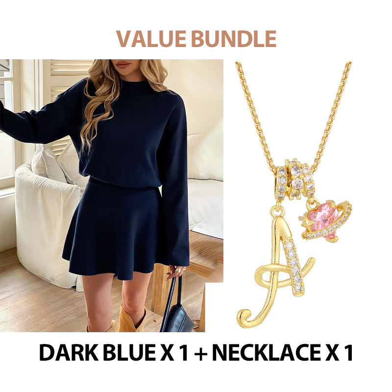 💖Women's Mock Neck Knit A-Line Mini Dress