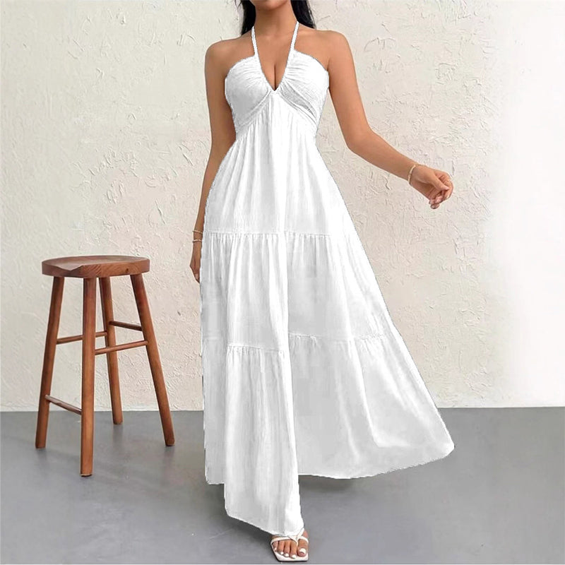 💃✨30K+ SOLD🌸Halter Neck Backless Tiered Maxi Dress