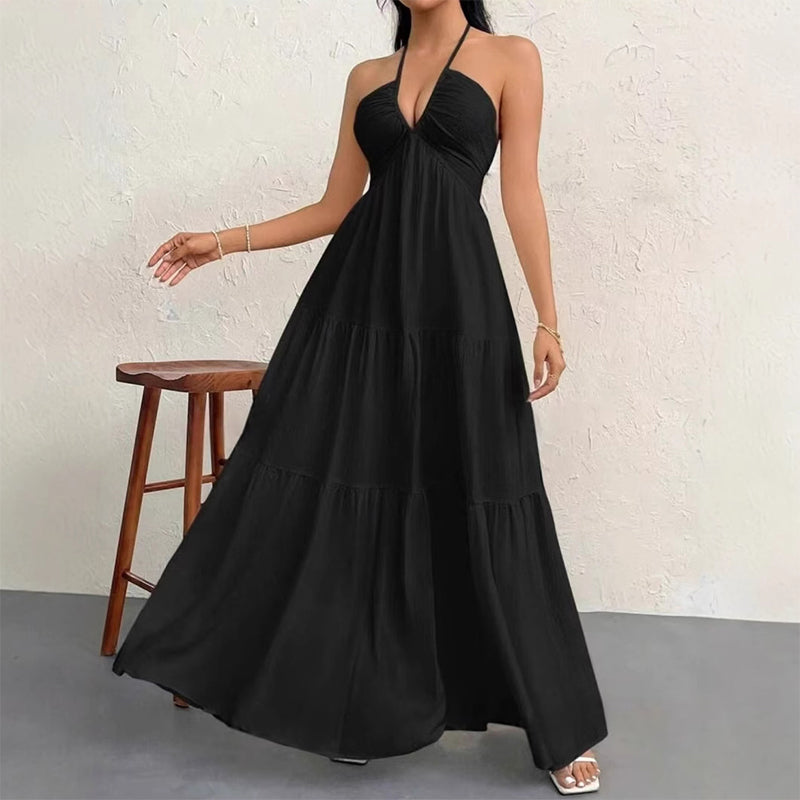 💃✨30K+ SOLD🌸Halter Neck Backless Tiered Maxi Dress
