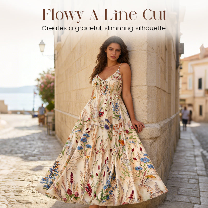 👗🥰Plus Size Floral Print Spaghetti Strap Midi Dress