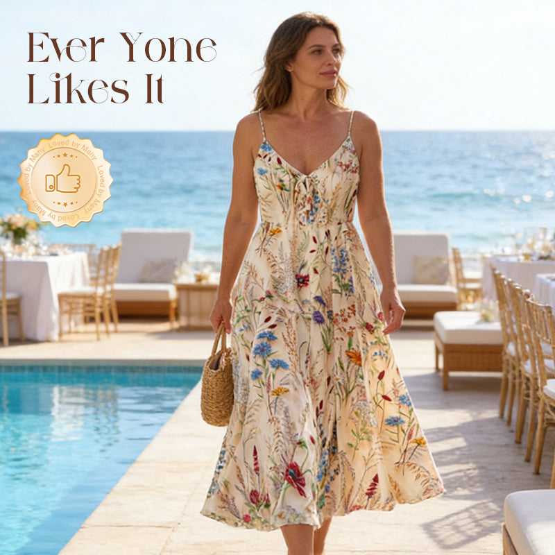 👗🥰Plus Size Floral Print Spaghetti Strap Midi Dress