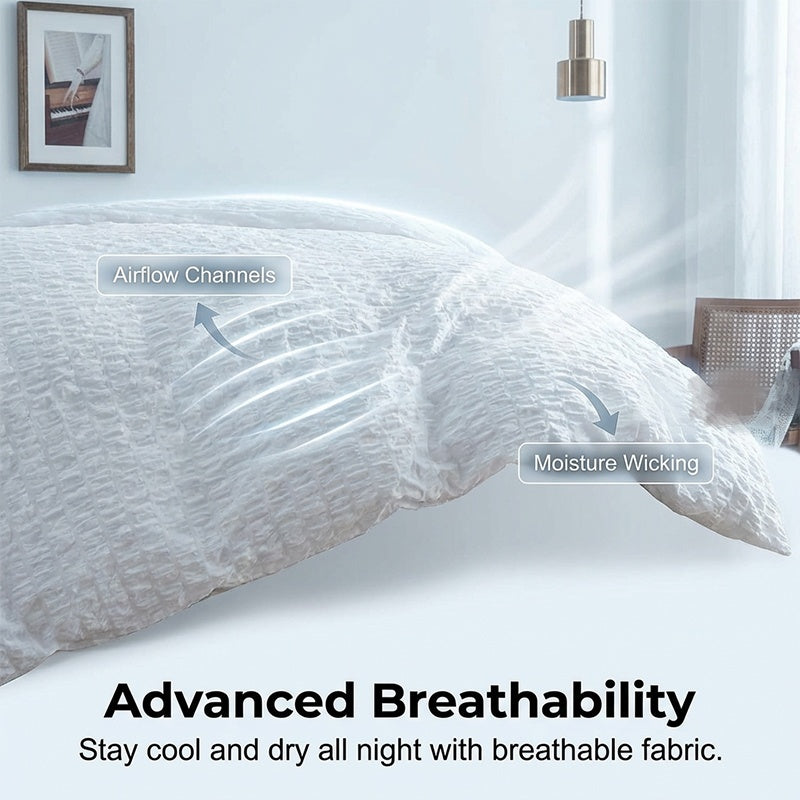 🛏️ 50% OFF NOW! ✨ Luxury Seersucker Textured Bedding 4-Piece Set – Cool, Stylish & Perfect for All Seasons 🛌