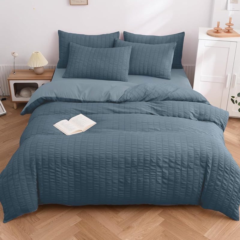 🛏️ 50% OFF NOW! ✨ Luxury Seersucker Textured Bedding 4-Piece Set – Cool, Stylish & Perfect for All Seasons 🛌