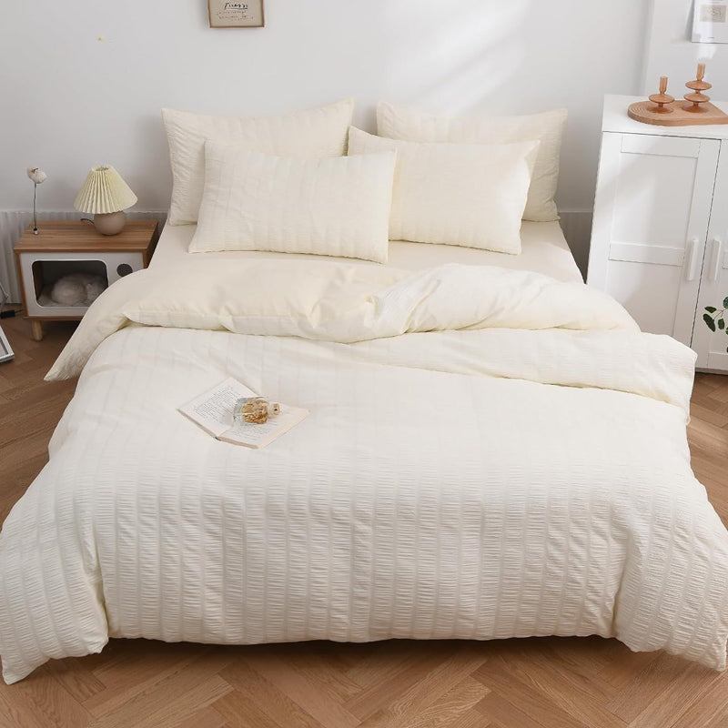🛏️ 50% OFF NOW! ✨ Luxury Seersucker Textured Bedding 4-Piece Set – Cool, Stylish & Perfect for All Seasons 🛌