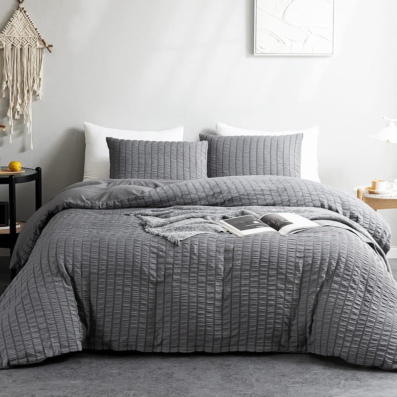 🛏️ 50% OFF NOW! ✨ Luxury Seersucker Textured Bedding 4-Piece Set – Cool, Stylish & Perfect for All Seasons 🛌