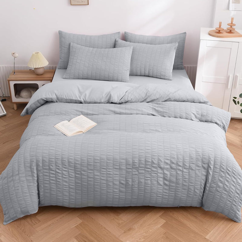 🛏️ 50% OFF NOW! ✨ Luxury Seersucker Textured Bedding 4-Piece Set – Cool, Stylish & Perfect for All Seasons 🛌