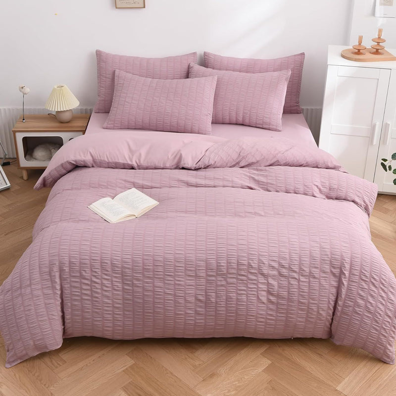 🛏️ 50% OFF NOW! ✨ Luxury Seersucker Textured Bedding 4-Piece Set – Cool, Stylish & Perfect for All Seasons 🛌