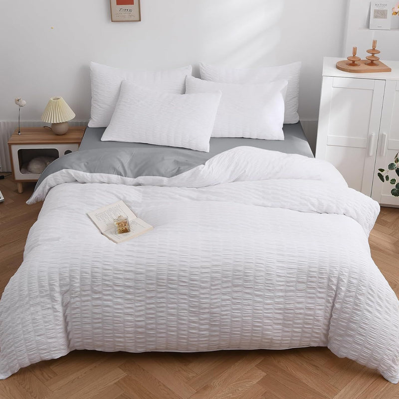 🛏️ 50% OFF NOW! ✨ Luxury Seersucker Textured Bedding 4-Piece Set – Cool, Stylish & Perfect for All Seasons 🛌