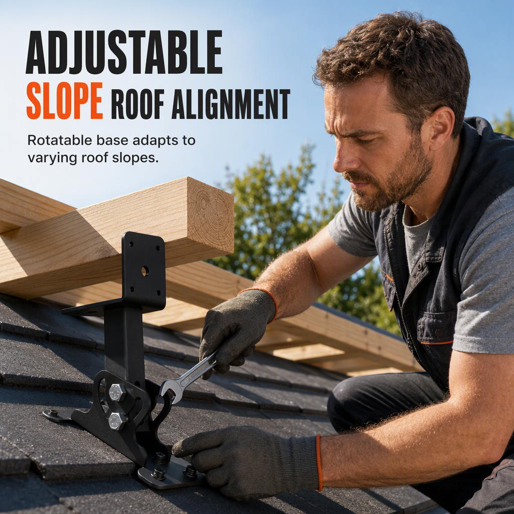 🏠 Heavy-Duty Roof Mounting Bracket: Adjustable Slope, Steel