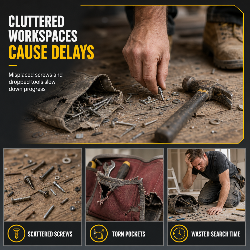 🔧 Heavy-Duty Tool Belt: Magnetic Grip, Reinforced Rivets, Quick Release Buckle, Multi-Pocket