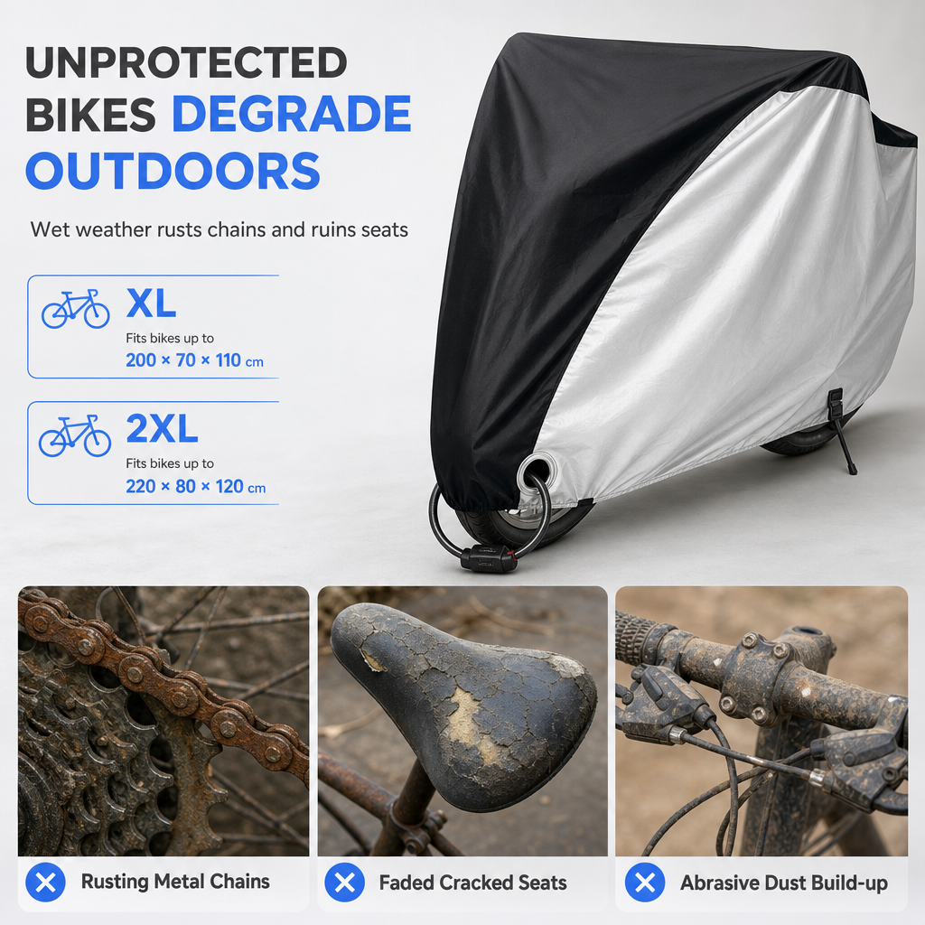 🚲 All-Weather Bike Cover: Waterproof, Silver Coating, Windproof, for Single & Double Bikes