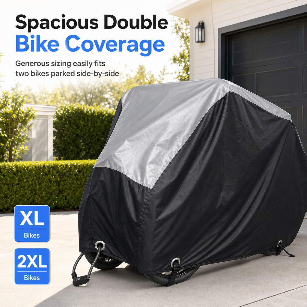 🚲 All-Weather Bike Cover: Waterproof, Silver Coating, Windproof, for Single & Double Bikes