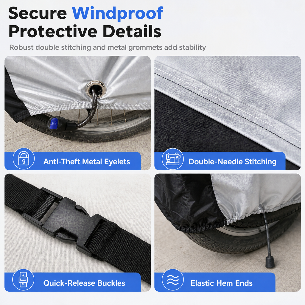 🚲 All-Weather Bike Cover: Waterproof, Silver Coating, Windproof, for Single & Double Bikes
