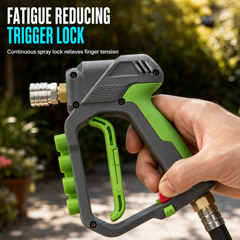 🔧 High Pressure Spray Gun: 280-Bar, Brass Core, Trigger Lock, for Car & Garden