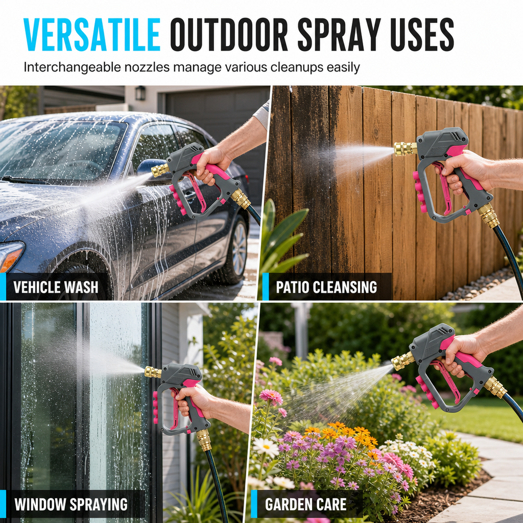 🔧 High Pressure Spray Gun: 280-Bar, Brass Core, Trigger Lock, for Car & Garden