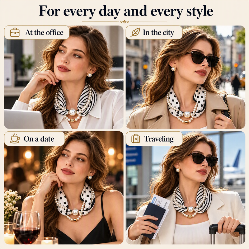 🧣 Pearl Scarf Necklace: Elegant Finishing Touch, Multi-Color, for Casual & Occasion Wear