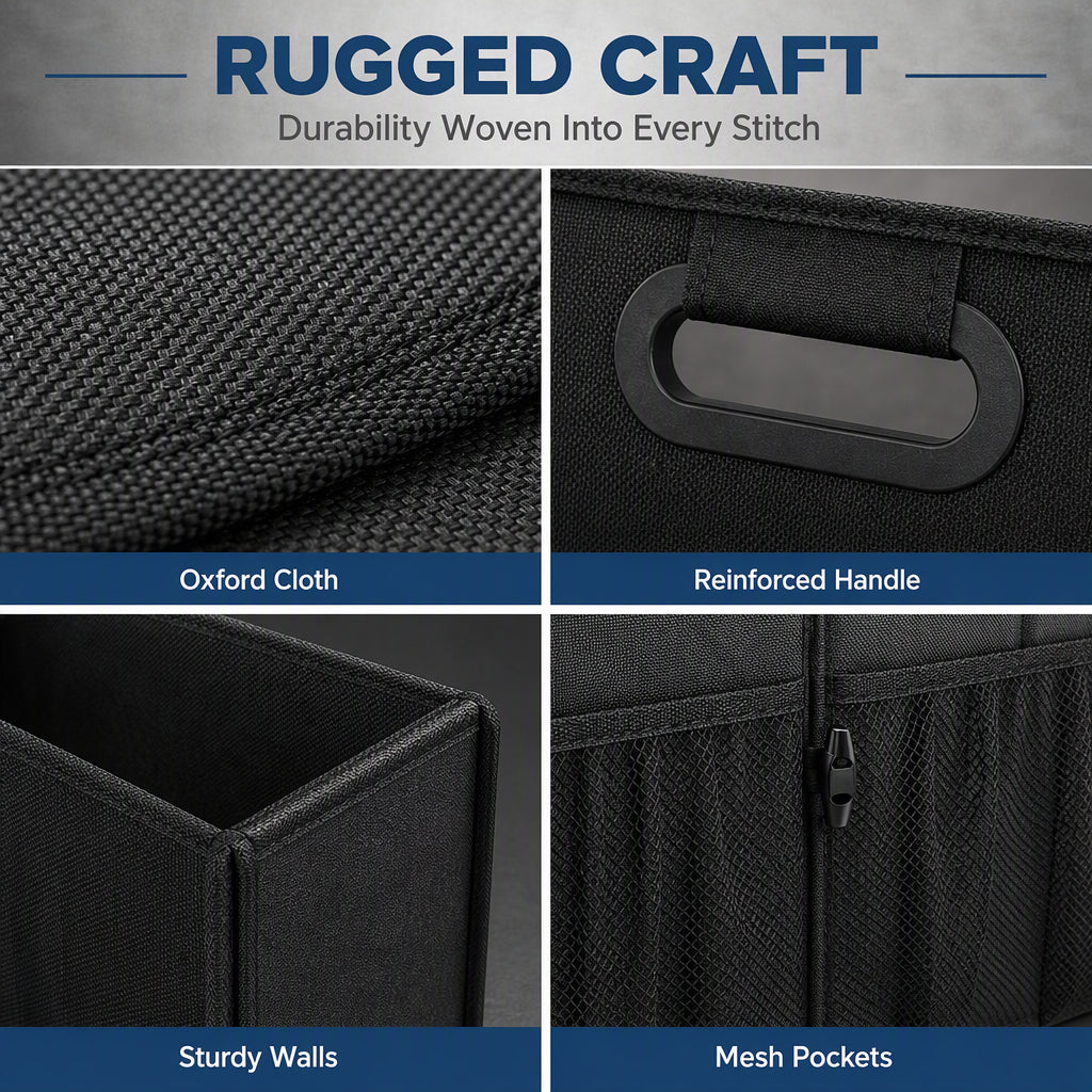 🚗 52L Car Boot Organiser: Heavy-Duty, 3-in-1 Foldable, Waterproof Oxford, Stable