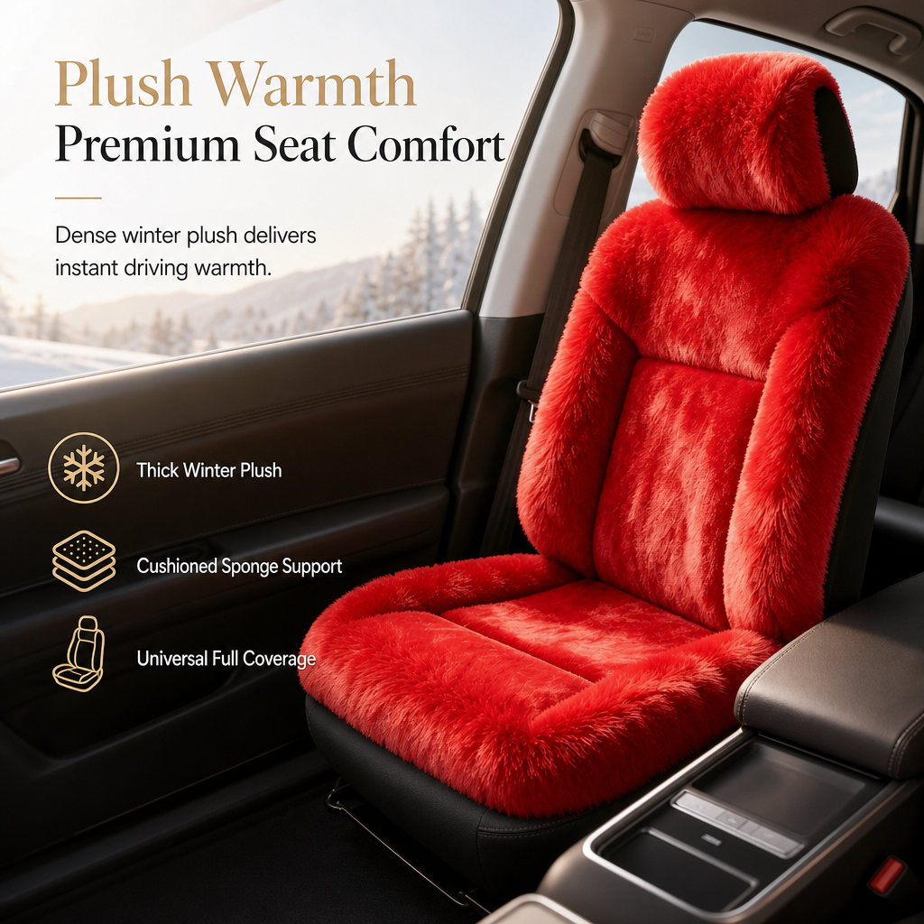 🚗 Plush Car Seat Cover: Winter Warm, Universal Fit, Soft & Non-Slip