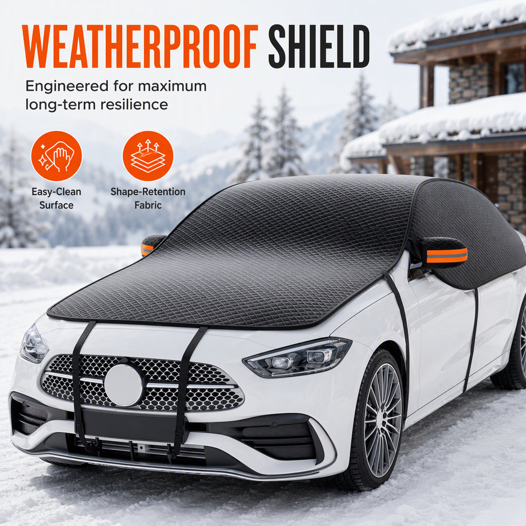 ❄️ Car Windshield Snow Cover: Thick Oxford, Side Window Coverage, Reflective Strips