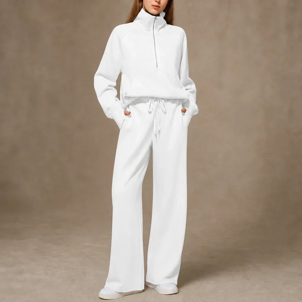 Ribbed Oversized Top And Wide-Leg Pants Set